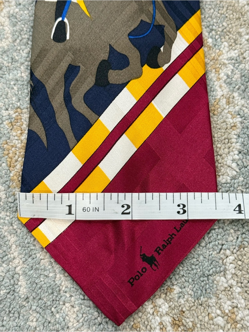 Polo by Ralph Lauren Navy Equestrian Print Silk Mens Tie - Picture 14 of 14